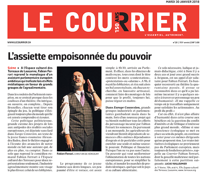 Critique Le Courrier: L'assiette empoisonn�e du pouvoir